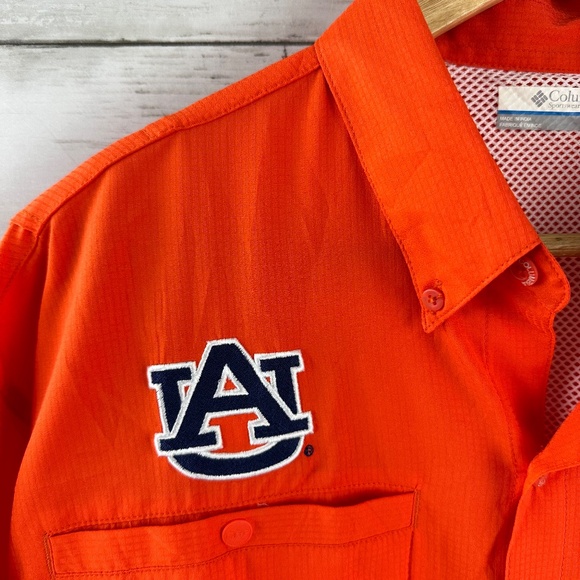 Columbia PFG Shirt Mens Large Vented Fishing Orange Short Sleeve UofA Auburn - Picture 3 of 13